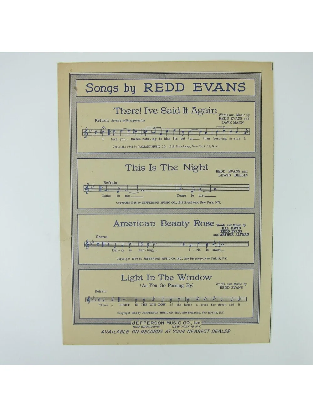 Sheet Music Too Young Nat King Cole Sylvia Dee Sid Lippman Vintage 1951